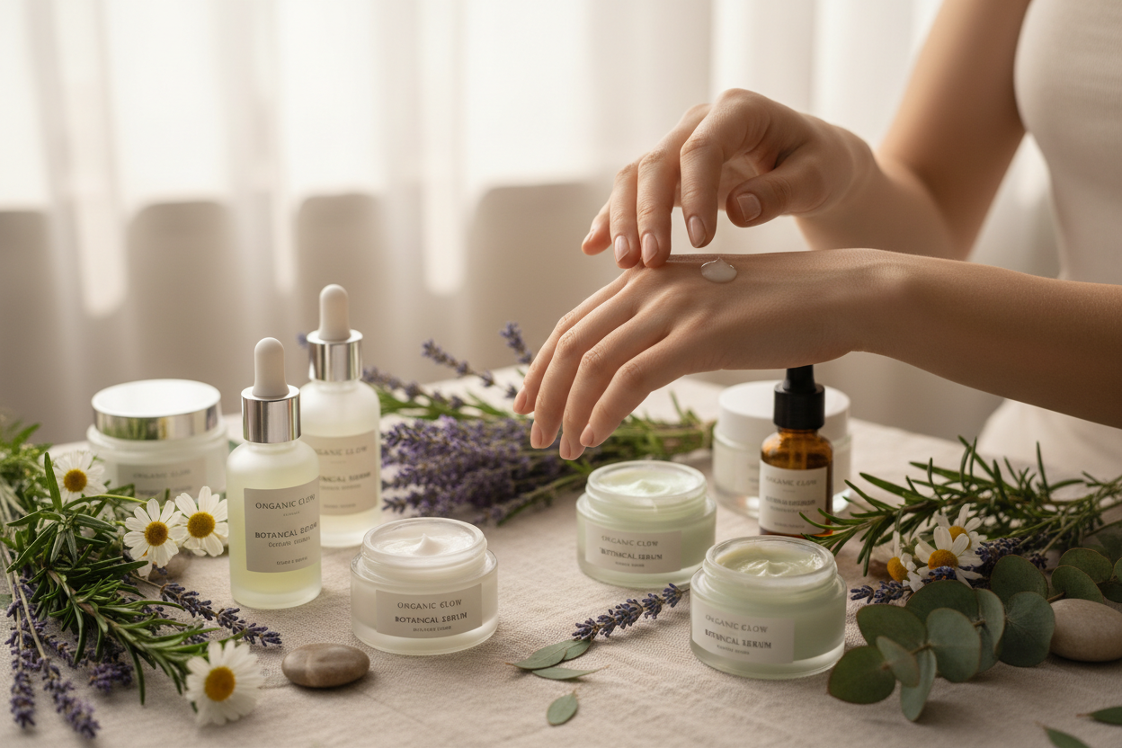 Botanical skincare with herbs